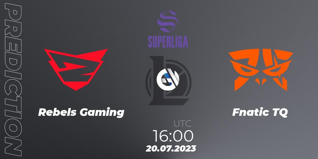 Rebels Gaming - Fnatic TQ: ennuste. 20.07.2023 at 16:00, LoL, Superliga Summer 2023 - Group Stage