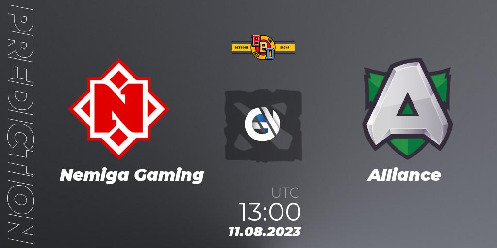 Nemiga Gaming - Alliance: ennuste. 11.08.2023 at 14:06, Dota 2, BetBoom Dacha - Online Stage