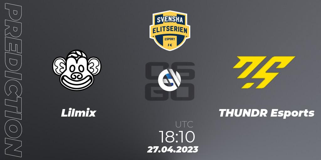 Lilmix - THUNDR Esports: ennuste. 27.04.23, CS2 (CS:GO), Svenska Elitserien Spring 2023: Online Stage