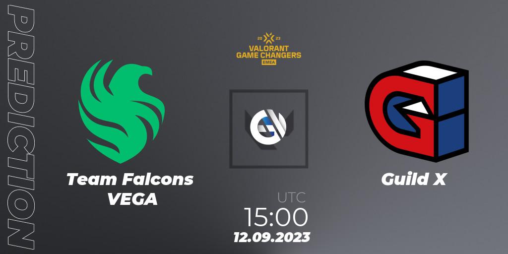 Team Falcons VEGA - Guild X: ennuste. 12.09.2023 at 15:00, VALORANT, VCT 2023: Game Changers EMEA Stage 3 - Group Stage
