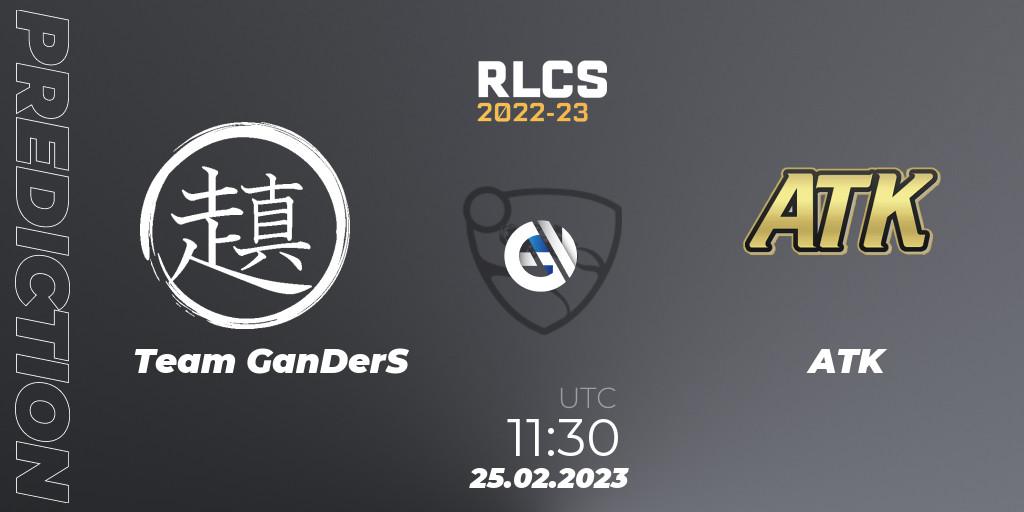 Team GanDerS - ATK: ennuste. 25.02.2023 at 11:30, Rocket League, RLCS 2022-23 - Winter: Asia-Pacific Regional 3 - Winter Invitational