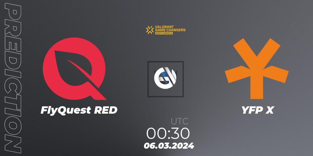 FlyQuest RED - YFP X: ennuste. 06.03.2024 at 00:30, VALORANT, VCT 2024: Game Changers North America Series Series 1