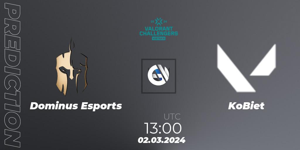 Dominus Esports - KoBiet: ennuste. 02.03.2024 at 13:30, VALORANT, VALORANT Challengers 2024 Vietnam: Split 1