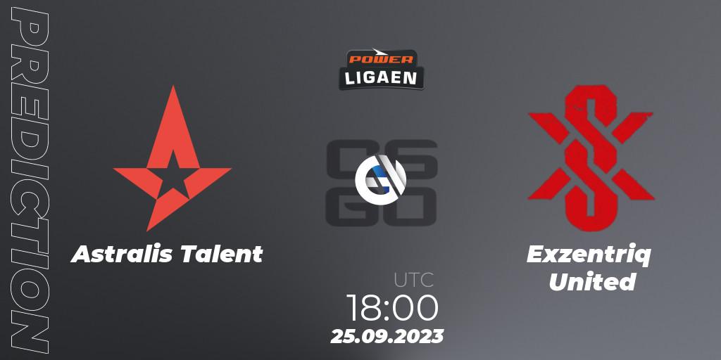 Astralis Talent - Exzentriq United: ennuste. 25.09.2023 at 18:00, Counter-Strike (CS2), POWER Ligaen Season 24 Finals
