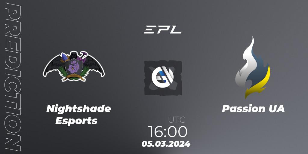 Nightshade Esports - Passion UA: ennuste. 05.03.24, Dota 2, European Pro League Season 17: Division 2