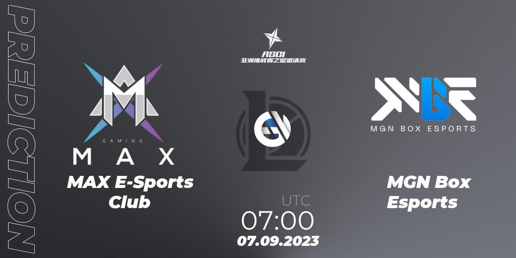 MAX E-Sports Club - MGN Box Esports: ennuste. 07.09.2023 at 07:00, LoL, Asia Star Challengers Invitational 2023