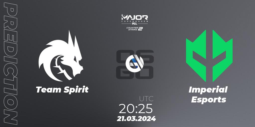 Team Spirit - Imperial Esports: ennuste. 21.03.24, CS2 (CS:GO), PGL CS2 Major Copenhagen 2024