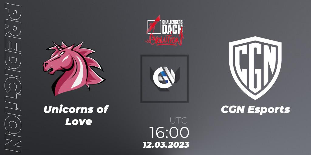 Unicorns of Love - CGN Esports: ennuste. 12.03.2023 at 16:00, VALORANT, VALORANT Challengers 2023 DACH: Evolution Split 1