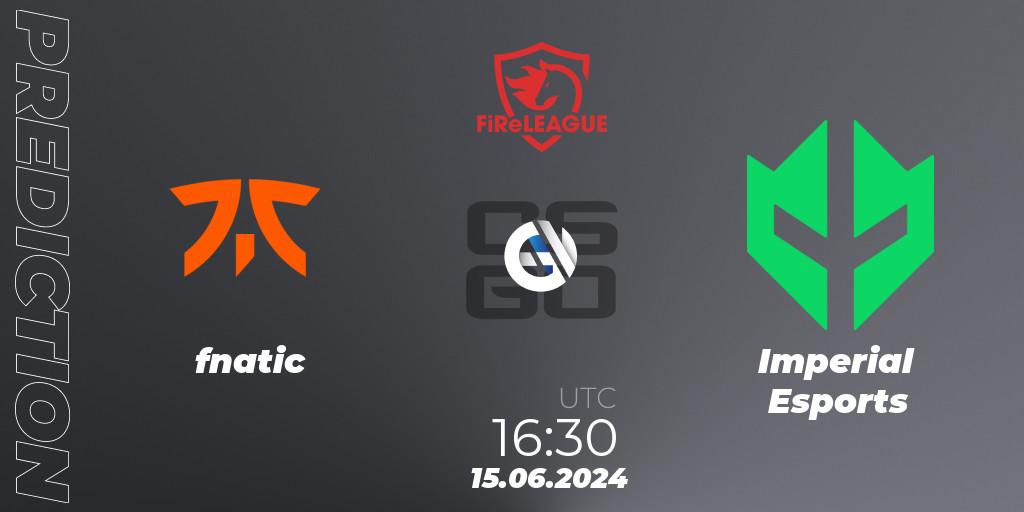fnatic - Imperial Esports: ennuste. 15.06.2024 at 16:10, Counter-Strike (CS2), FiReLEAGUE 2023 Global Finals