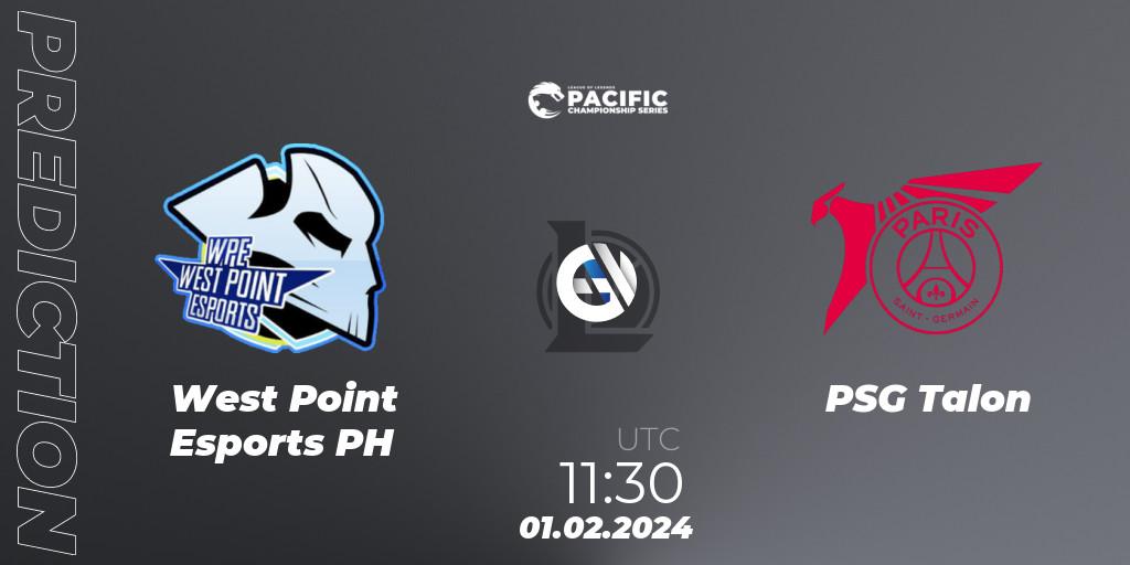 West Point Esports PH - PSG Talon: ennuste. 01.02.2024 at 11:30, LoL, PCS Spring 2024