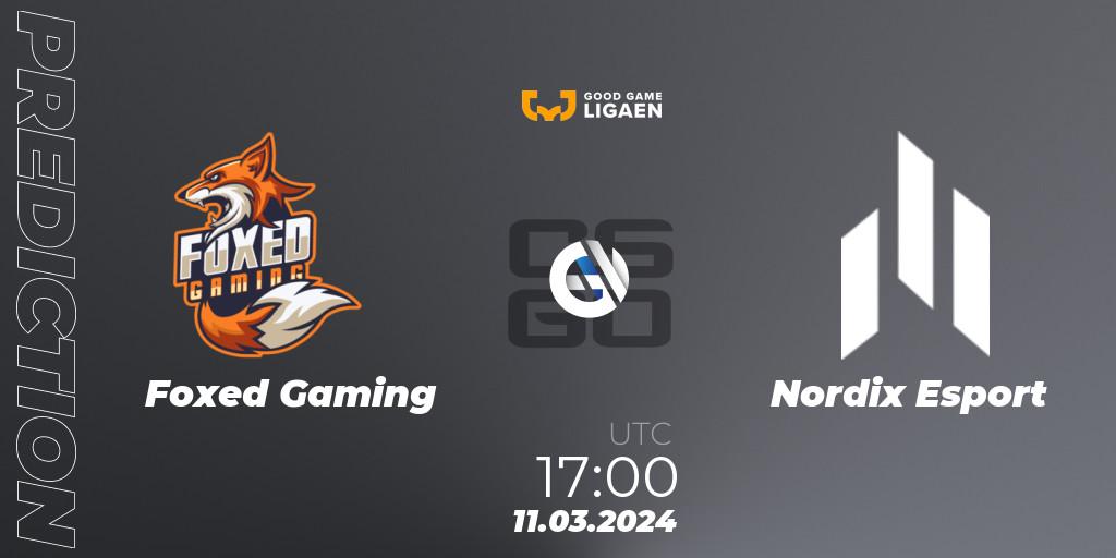 Foxed Gaming - Nordix Esport: ennuste. 11.03.2024 at 17:00, Counter-Strike (CS2), Good Game-ligaen Spring 2024