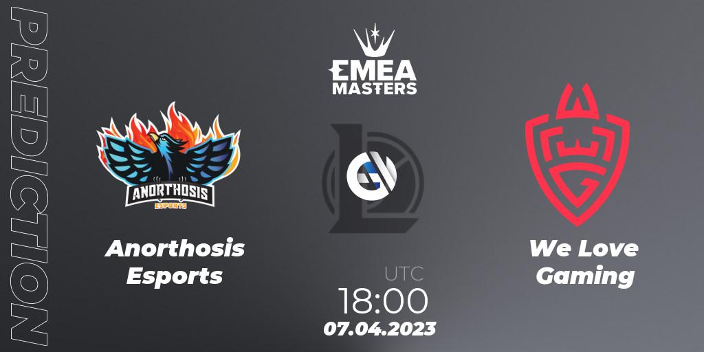 Anorthosis Esports - We Love Gaming: ennuste. 07.04.2023 at 18:00, LoL, EMEA Masters Spring 2023 - Play-In