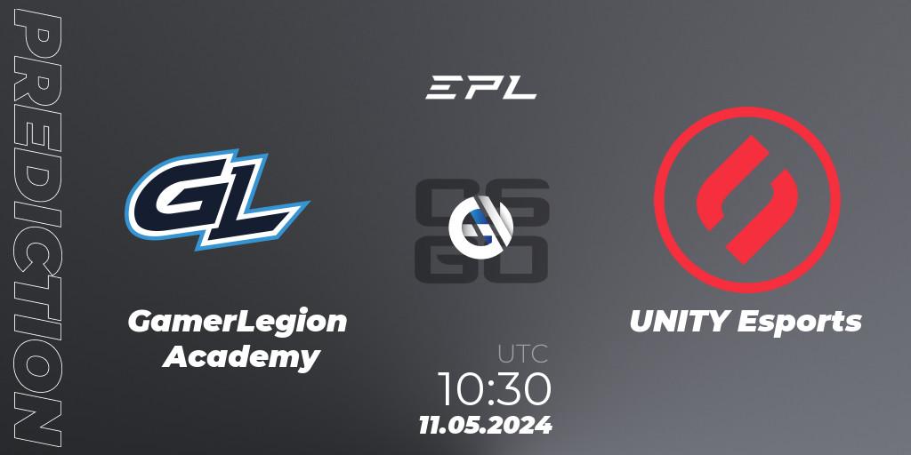 GamerLegion Academy - UNITY Esports: ennuste. 11.05.2024 at 11:00, Counter-Strike (CS2), European Pro League Season 17: Division 2