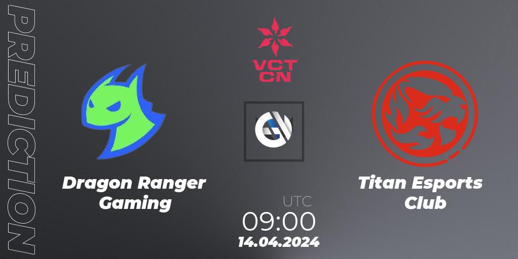 Dragon Ranger Gaming - Titan Esports Club: ennuste. 14.04.24, VALORANT, VALORANT Champions Tour China 2024: Stage 1 - Group Stage