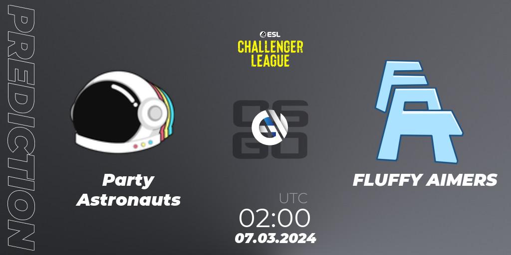 Party Astronauts - FLUFFY AIMERS: ennuste. 07.03.2024 at 02:00, Counter-Strike (CS2), ESL Challenger League Season 47: North America