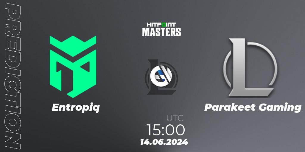 Entropiq - Parakeet Gaming: ennuste. 14.06.2024 at 15:00, LoL, Hitpoint Masters Summer 2024