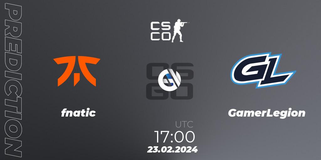 fnatic - GamerLegion: ennuste. 23.02.24, CS2 (CS:GO), PGL CS2 Major Copenhagen 2024 Opening Stage Last Chance Qualifier