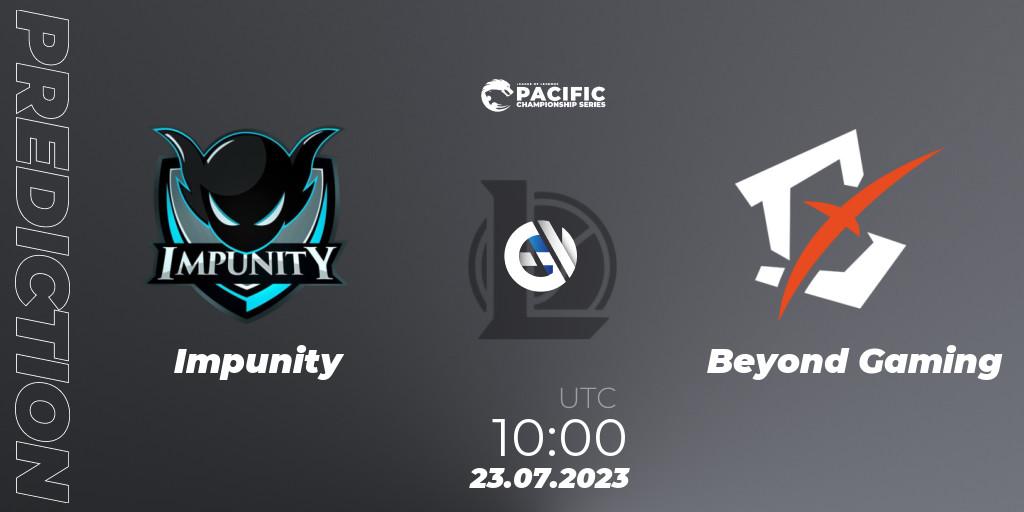 Impunity - Beyond Gaming: ennuste. 23.07.2023 at 10:00, LoL, PACIFIC Championship series Group Stage