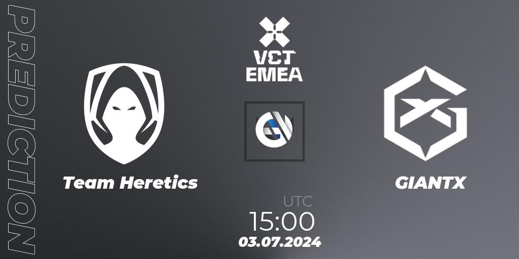 Team Heretics - GIANTX: ennuste. 03.07.2024 at 16:00, VALORANT, VALORANT Champions Tour 2024: EMEA League - Stage 2 - Group Stage