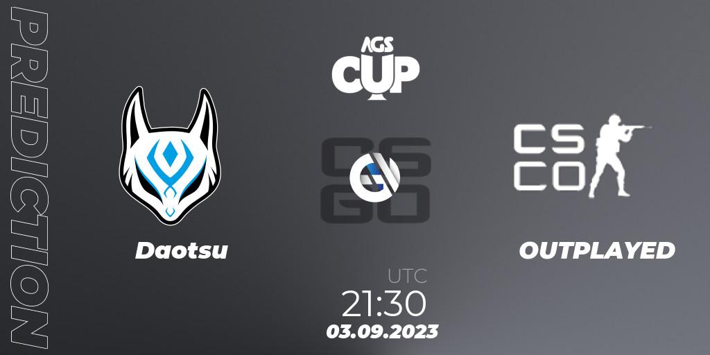 Daotsu - OUTPLAYED: ennuste. 03.09.2023 at 22:55, Counter-Strike (CS2), AGS CUP 2023: Open Qualififer #3
