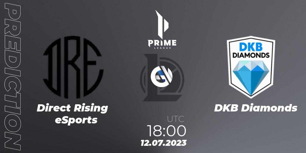 Direct Rising eSports - DKB Diamonds: ennuste. 12.07.2023 at 20:00, LoL, Prime League 2nd Division Summer 2023