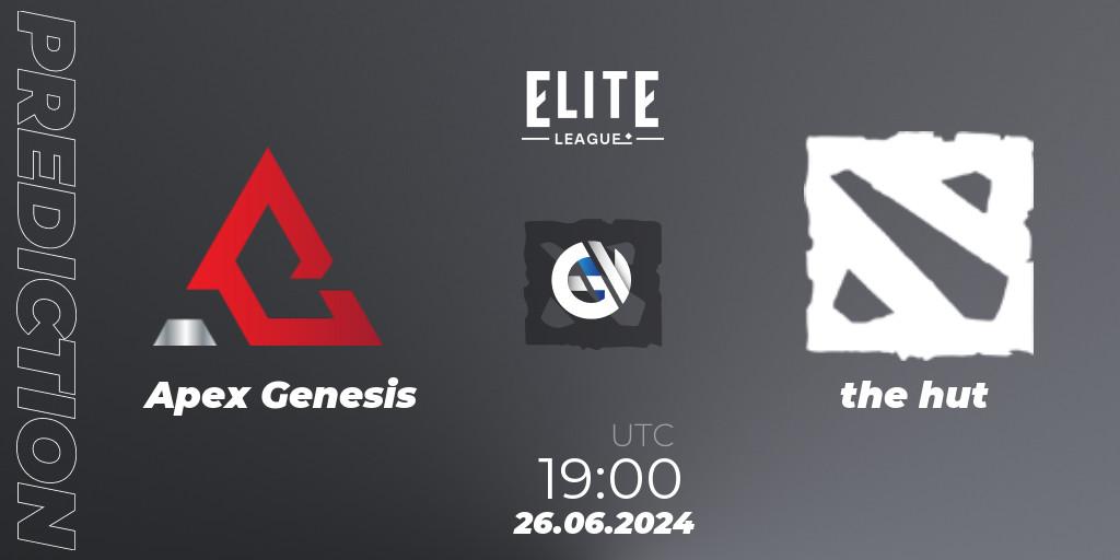 Apex Genesis - the hut: ennuste. 26.06.2024 at 19:00, Dota 2, Elite League Season 2: North America Closed Qualifier