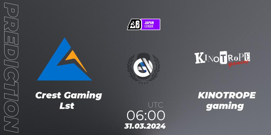 Crest Gaming Lst - KINOTROPE gaming: ennuste. 31.03.2024 at 06:00, Rainbow Six, Japan League 2024 - Stage 1