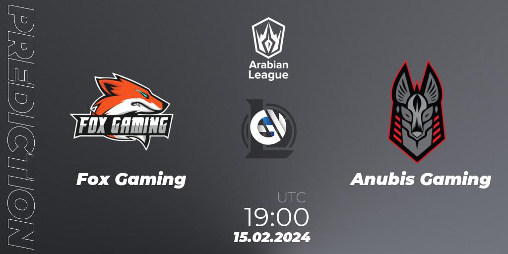 Fox Gaming - Anubis Gaming: ennuste. 15.02.2024 at 19:00, LoL, Arabian League Spring 2024