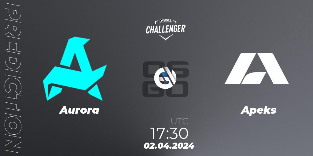 Aurora - Apeks: ennuste. 02.04.24, CS2 (CS:GO), ESL Challenger #57: European Closed Qualifier