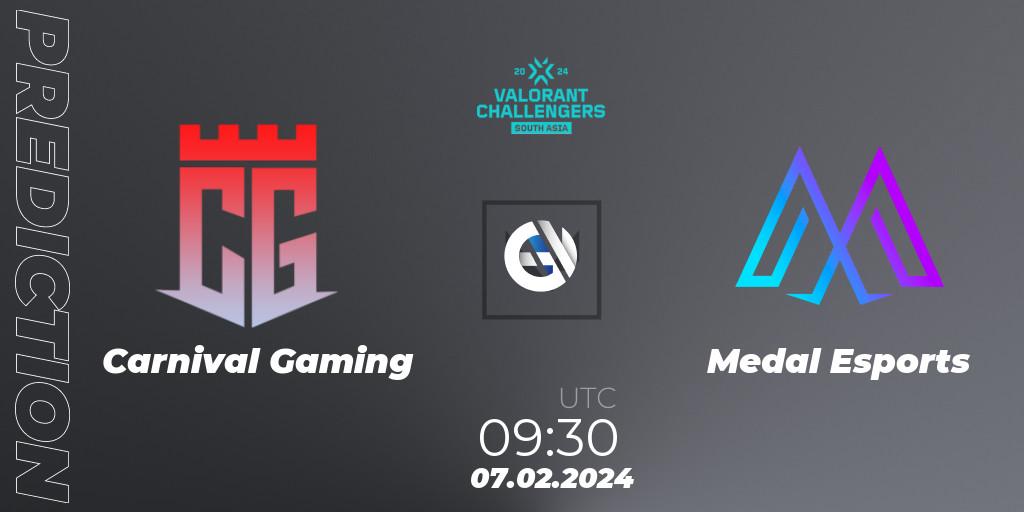 Carnival Gaming - Medal Esports: ennuste. 07.02.2024 at 09:30, VALORANT, VALORANT Challengers 2024: South Asia Split 1 - Cup 1