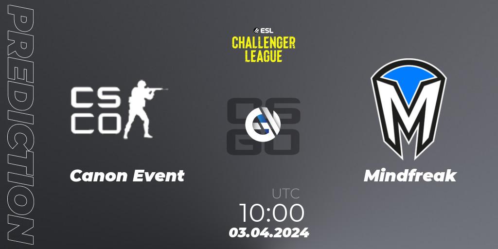 Canon Event - Mindfreak: ennuste. 03.04.2024 at 10:00, Counter-Strike (CS2), ESL Challenger League Season 47: Oceania