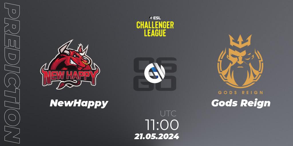 NewHappy - Gods Reign: ennuste. 21.05.2024 at 09:00, Counter-Strike (CS2), ESL Challenger League Season 47: Asia