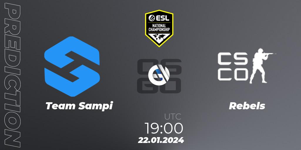 Team Sampi - Rebels Gaming: ennuste. 22.01.2024 at 19:00, Counter-Strike (CS2), ESL Pro League Season 19 NC Europe Qualifier
