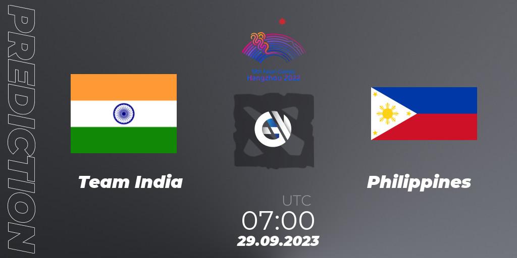 Team India - Philippines: ennuste. 29.09.2023 at 07:00, Dota 2, 2022 Asian Games
