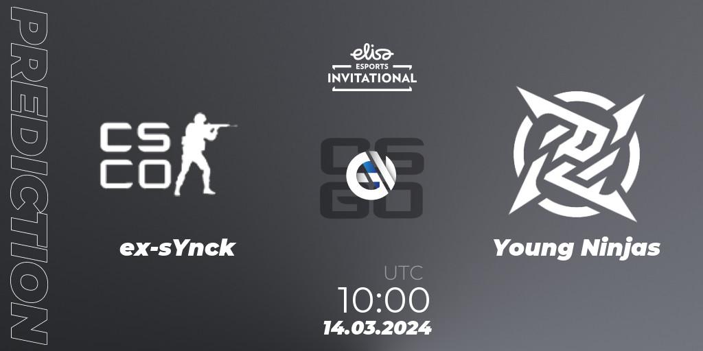 ex-sYnck - Young Ninjas: ennuste. 14.03.24, CS2 (CS:GO), Elisa Invitational Spring 2024 Contenders