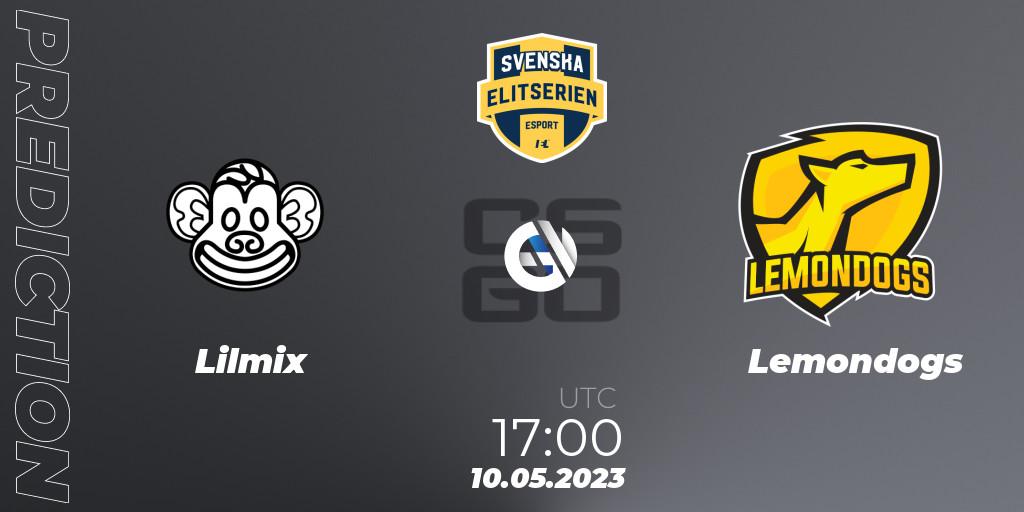 Lilmix - Lemondogs: ennuste. 10.05.2023 at 17:00, Counter-Strike (CS2), Svenska Elitserien Spring 2023: Online Stage