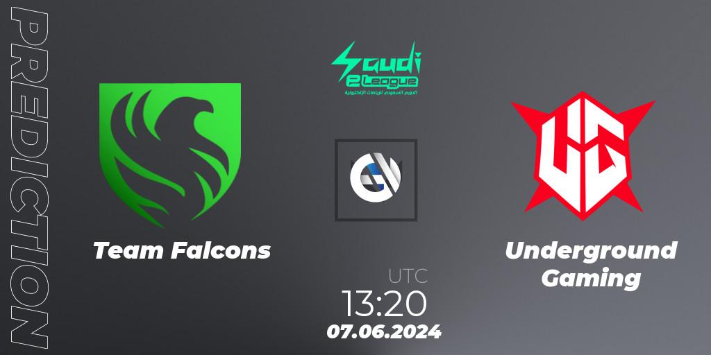 Team Falcons - Underground Gaming: ennuste. 07.06.2024 at 13:20, VALORANT, Saudi eLeague 2024: Major 2