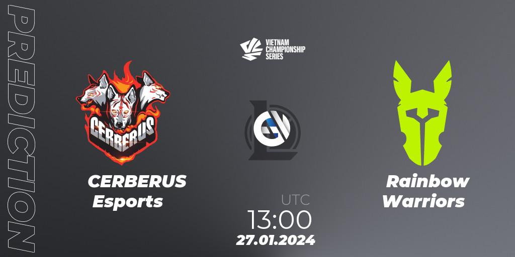 CERBERUS Esports - Rainbow Warriors: ennuste. 27.01.2024 at 13:00, LoL, VCS Dawn 2024 - Group Stage