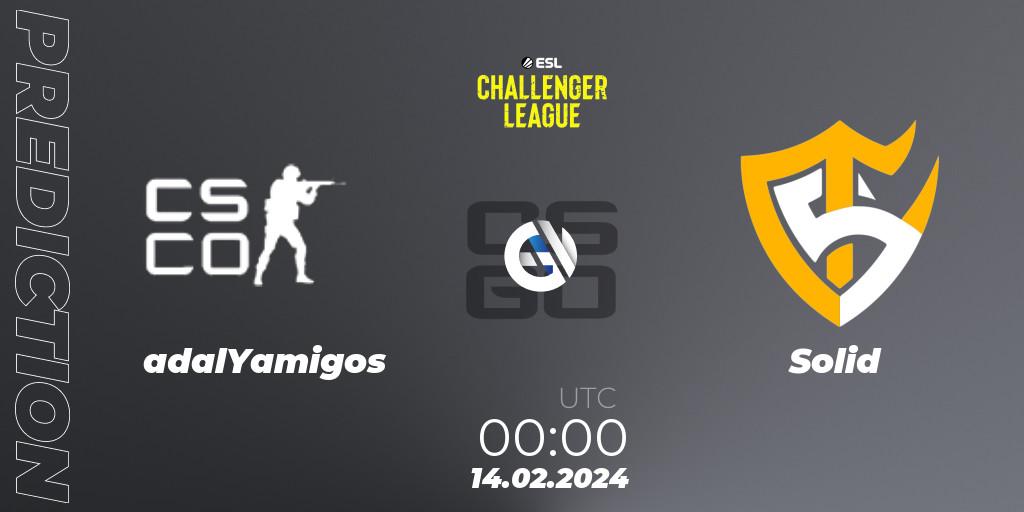 adalYamigos - Solid: ennuste. 14.02.2024 at 00:55, Counter-Strike (CS2), ESL Challenger League Season 47: South America