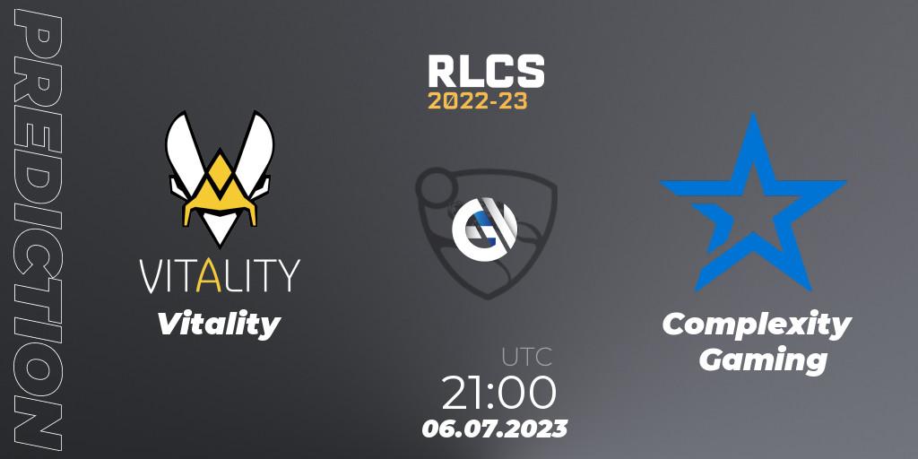 Vitality - Complexity Gaming: ennuste. 06.07.2023 at 21:00, Rocket League, RLCS 2022-23 Spring Major