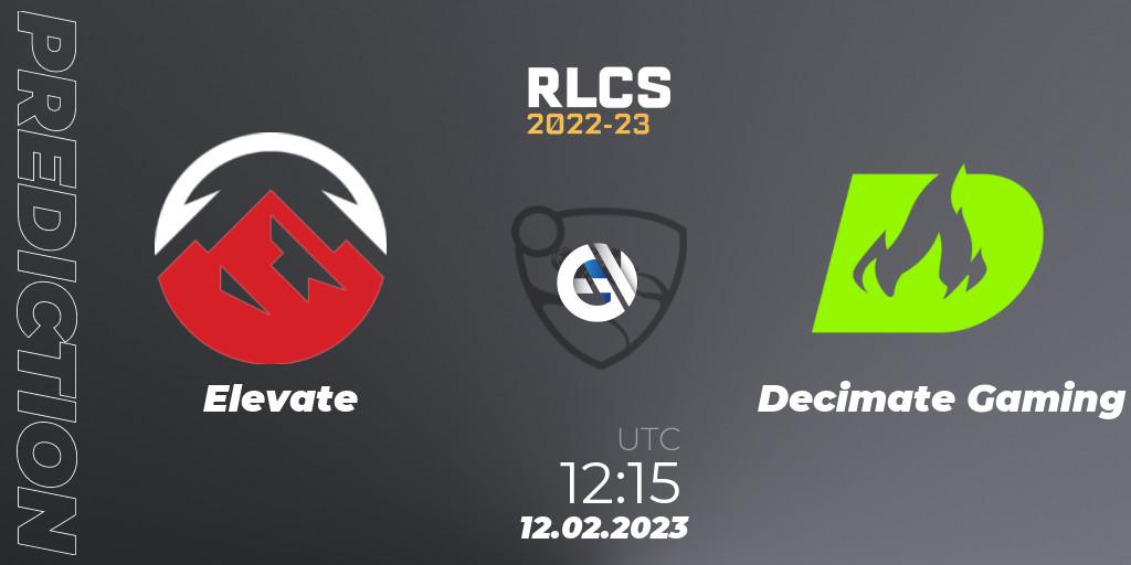 Elevate - Decimate Gaming: ennuste. 12.02.2023 at 12:15, Rocket League, RLCS 2022-23 - Winter: Asia-Pacific Regional 2 - Winter Cup