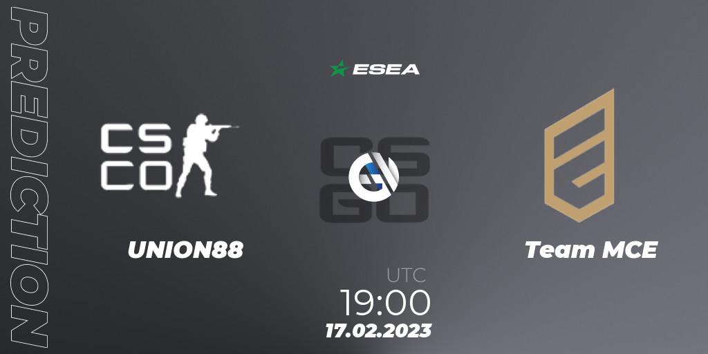 UNION88 - Team MCE: ennuste. 17.02.23, CS2 (CS:GO), ESEA Season 44: Advanced Division - Europe