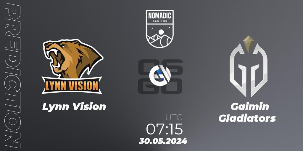 Lynn Vision - Gaimin Gladiators: ennuste. 30.05.2024 at 07:45, Counter-Strike (CS2), MESA Nomadic Masters: Spring 2024