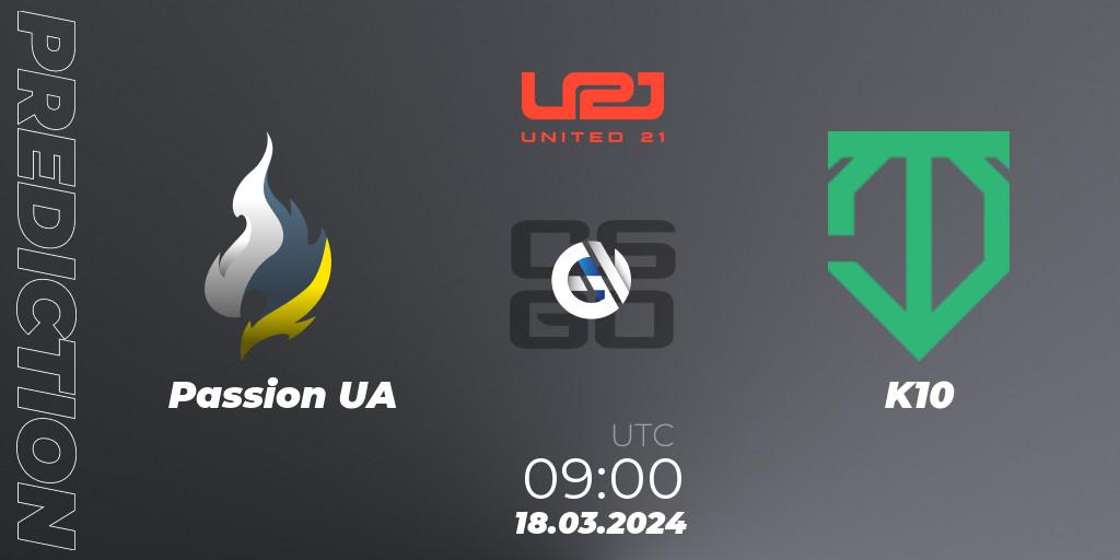 Passion UA - K10: ennuste. 17.03.2024 at 12:00, Counter-Strike (CS2), United21 Season 13