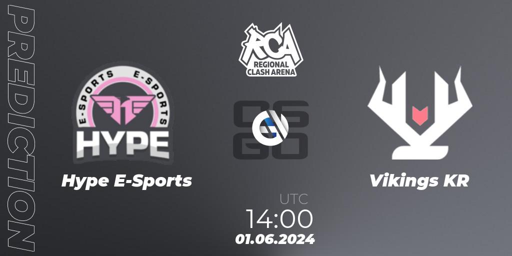 Hype E-Sports - Vikings KR: ennuste. 01.06.2024 at 14:00, Counter-Strike (CS2), Regional Clash Arena South America: Closed Qualifier
