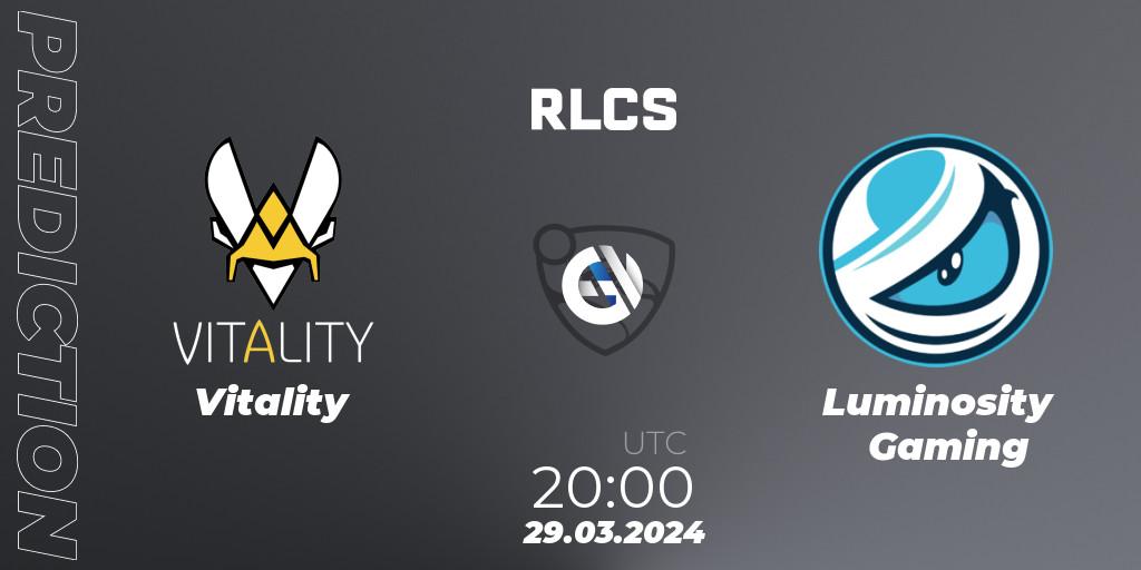 Vitality - Luminosity Gaming: ennuste. 29.03.24, Rocket League, Rocket League Championship Series 2024 - Major 1