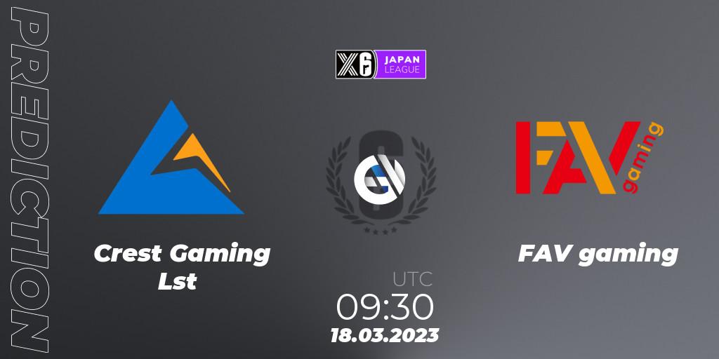 Crest Gaming Lst - FAV gaming: ennuste. 18.03.2023 at 09:30, Rainbow Six, Japan League 2023 - Stage 1