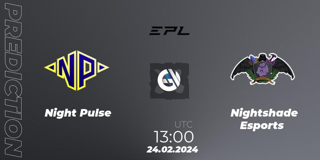 Night Pulse - Nightshade Esports: ennuste. 24.02.2024 at 13:00, Dota 2, European Pro League Season 17: Division 2