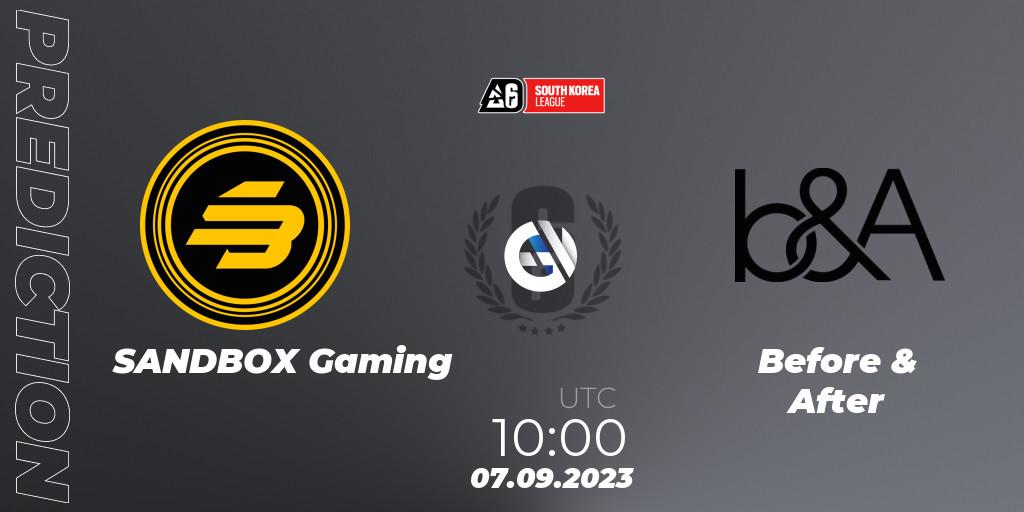SANDBOX Gaming - Before & After: ennuste. 07.09.2023 at 10:00, Rainbow Six, South Korea League 2023 - Stage 2