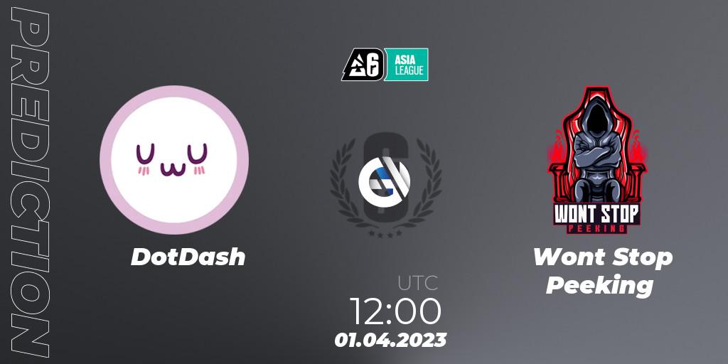 DotDash - Wont Stop Peeking: ennuste. 01.04.2023 at 12:00, Rainbow Six, South Asia League 2023 - Stage 1